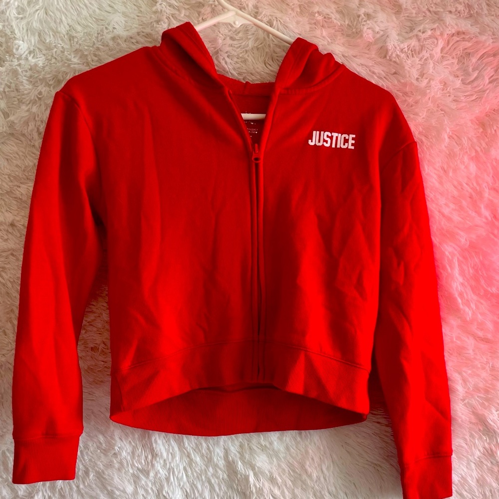 Super fashionable red Justice jacket! Awesome comfort and casual for an outfit